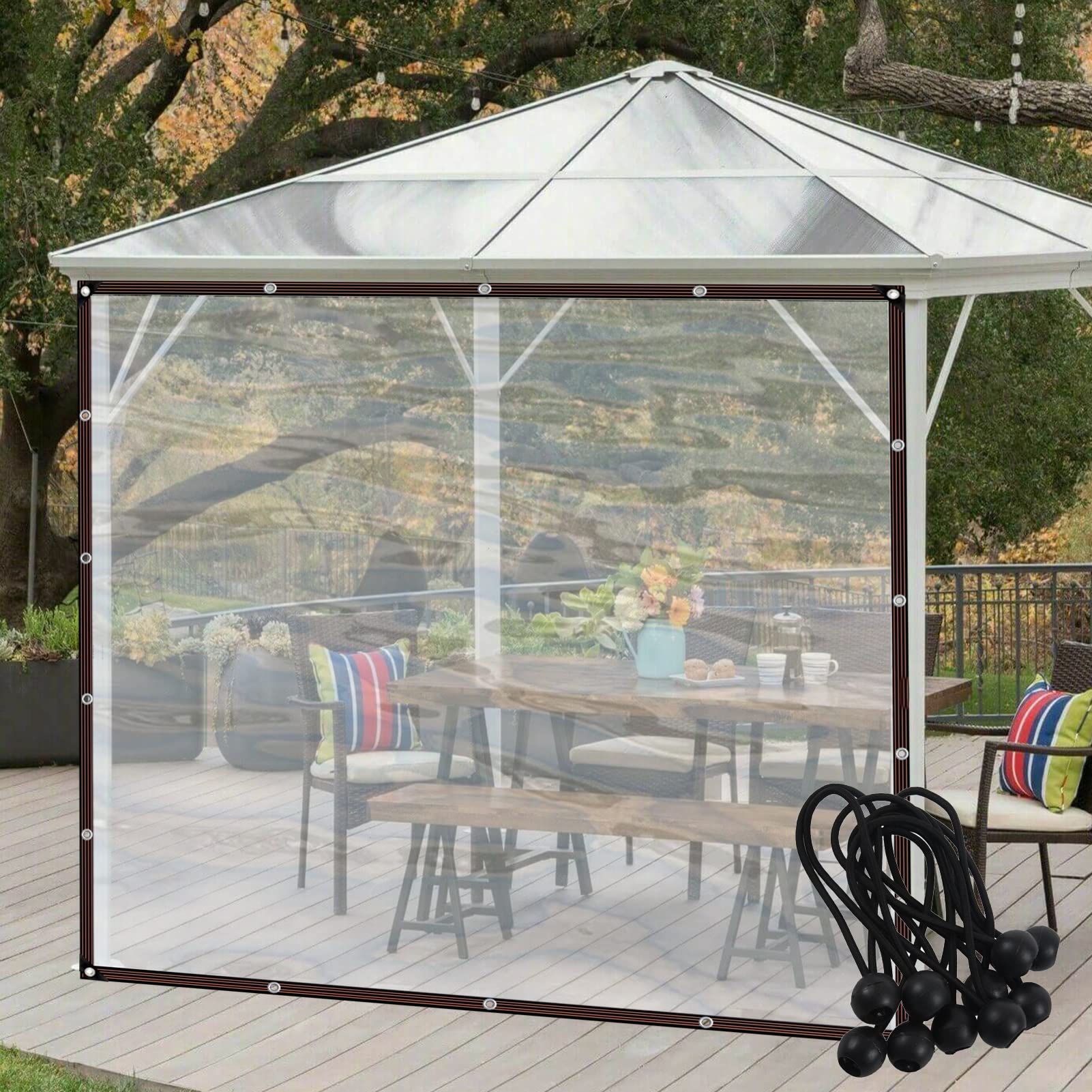 Rideau de séparation imperméable pour pergolas et gazebos en plastique transparent