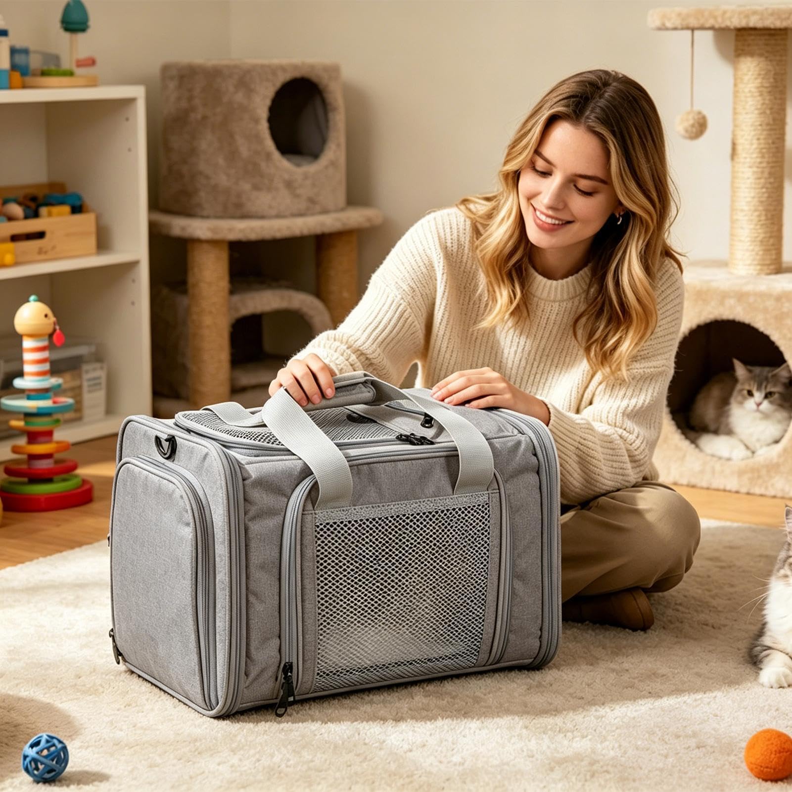 Transportín De Perros Pequeños Jaula Blanda Transpirable Aprobada Por | Transportín para perros aprobado por aerolíneas Para Veterinario, Paseo, Aseo, Coche, Aeropuerto, Taxi, Transport