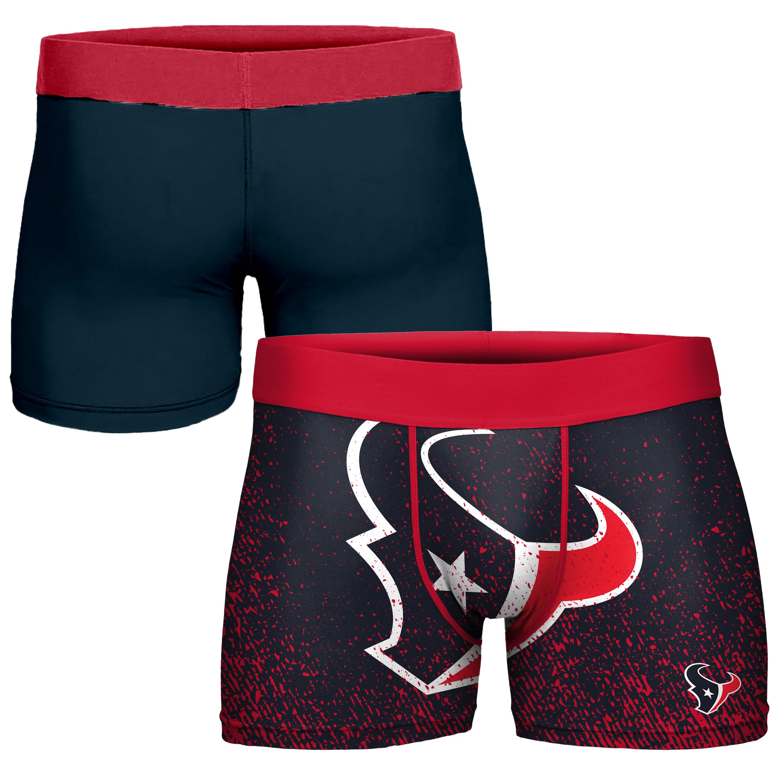 FOCO NFL Men's Officially Licensed Team Color Primary Logo Football Fan Essential Boxer Briefs Underwear - Houston Texans - Small