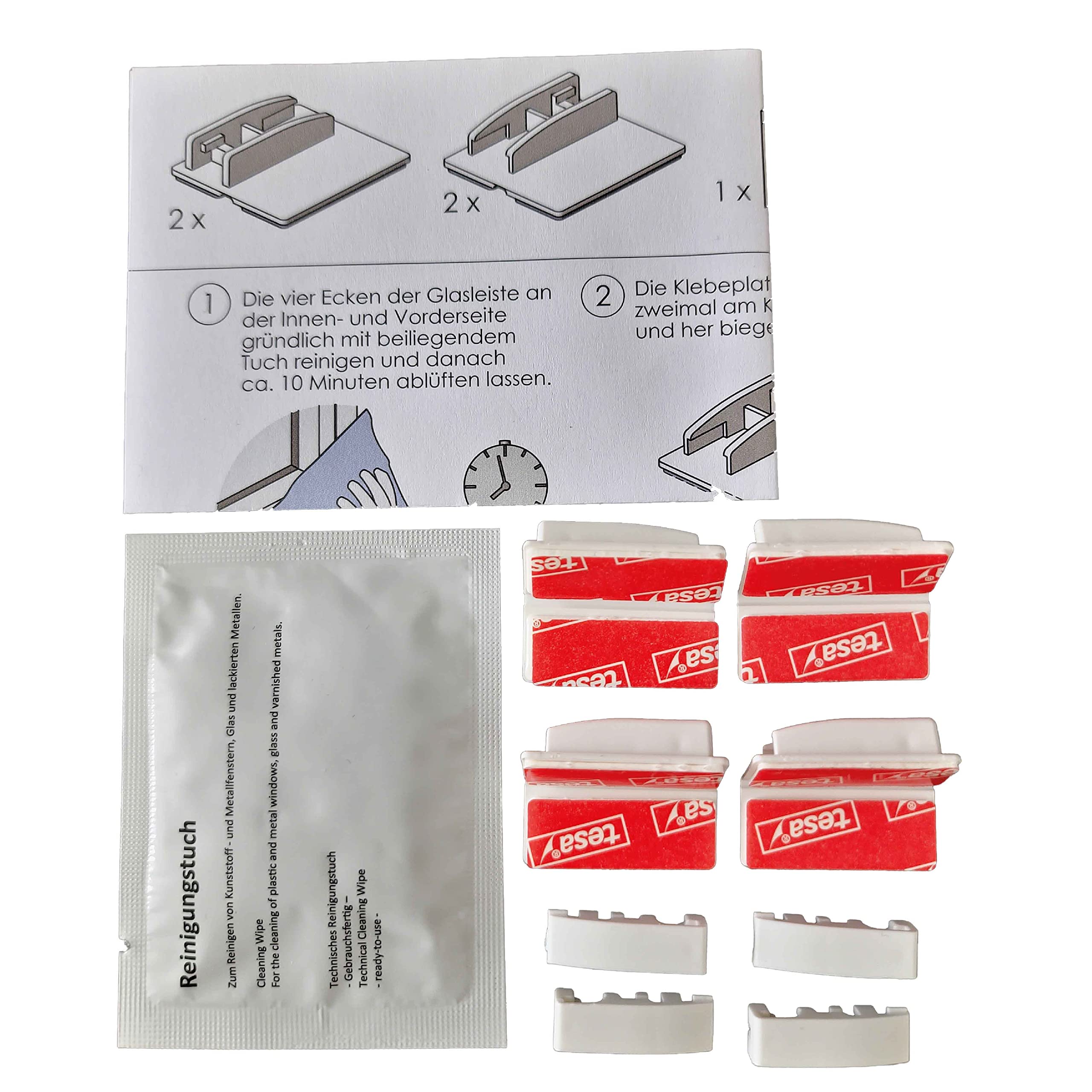 4x QUICKFIX Klemmträger Für Plissees – Ohne Bohren Am PVC-Fensterflügel Montierbar