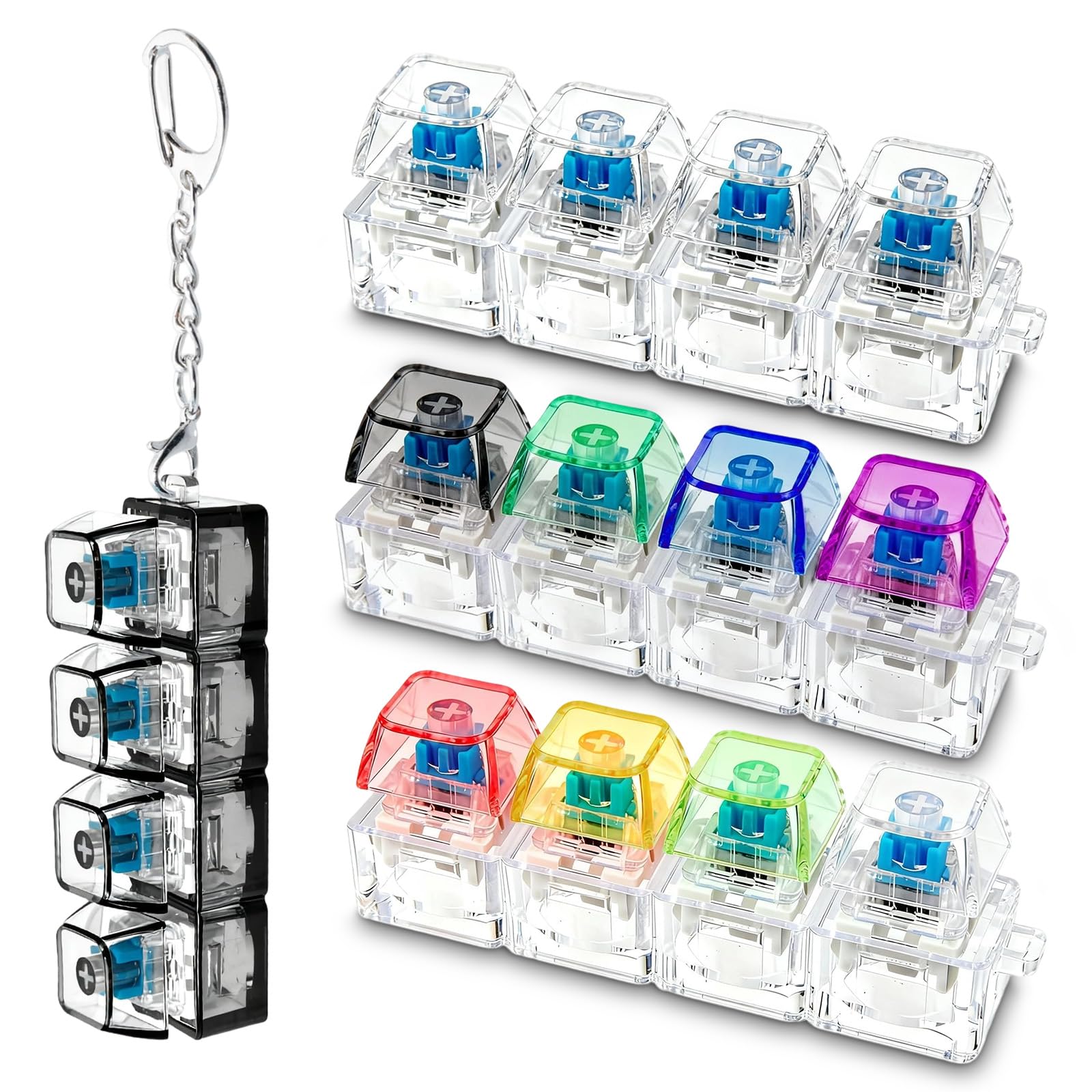 4-Pack Clear Keyboard Fidget Toy – Smooth Clicker, Portable Stress Relief Tool, High-Transparency PC Material, Ideal for Office, Commuting, Daily Relaxation