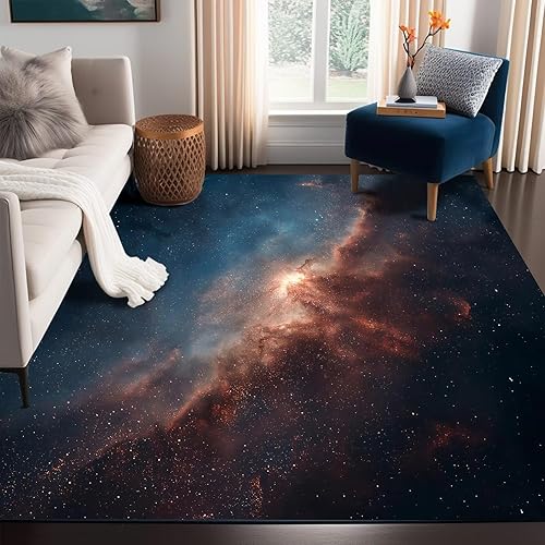 Miniatura 20 de Alfombra con Diseño de Galaxia y Planetas, Alfombra de Astronautas del Espacio, Alfombras Decorativas para Habitación de Niños Varones Adolescentes,
