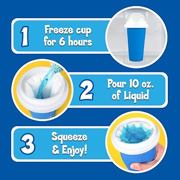 Nostalgia Kool-Aid Squeezy Slush 10 Oz. Cup for Instant Slushes from any Drink, Soda, or Juice with Dome and Reusable Spoon Straw, Blue