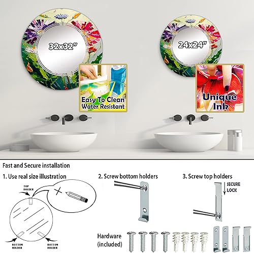 Miniatura 9 de Red and Purple Blossoming Wildflower- Vanity Mirror, Bathroom Mirrors, Wall Mirrors for Living Room, Bedroom - Oval Mirror - Large 20'x30', 24'x36'