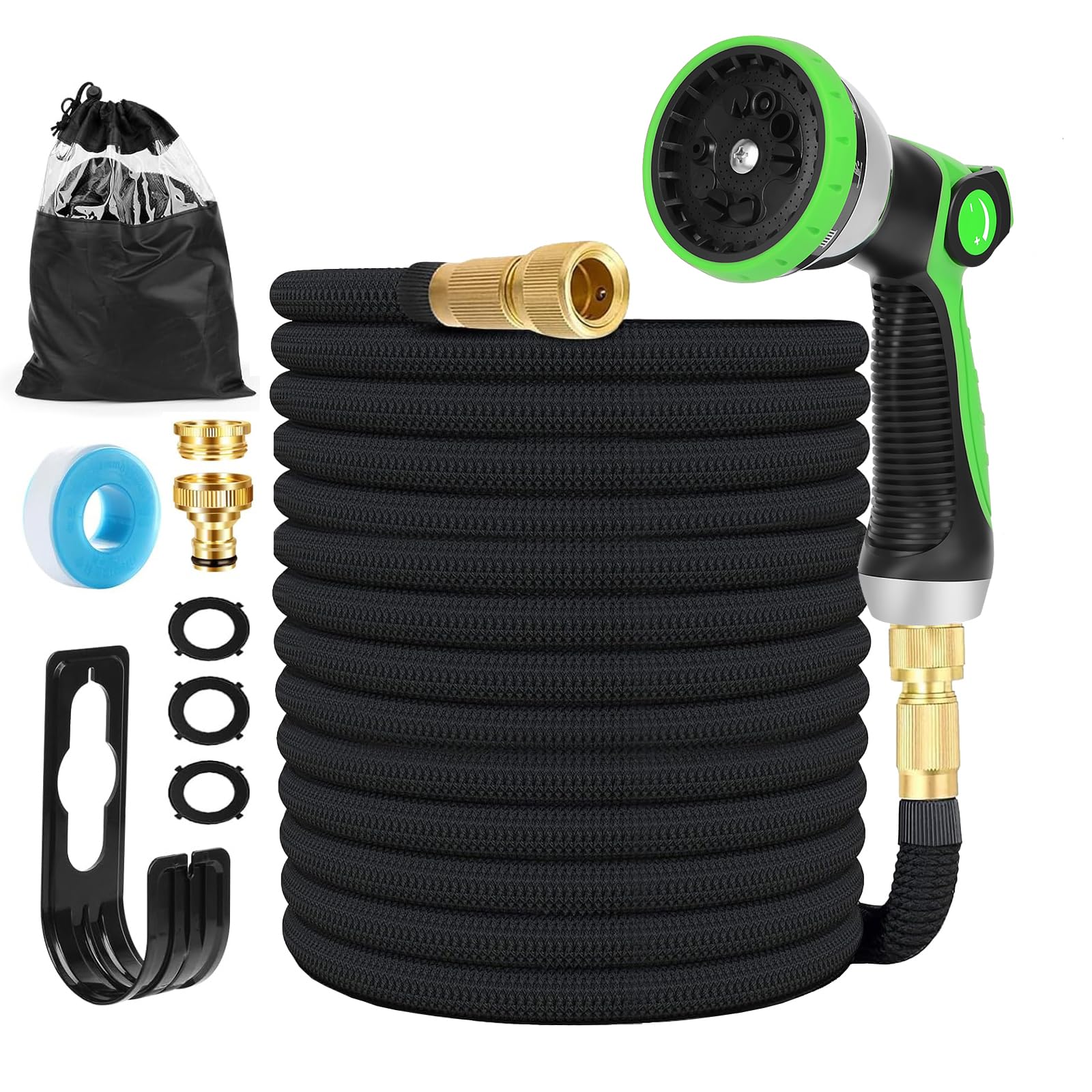 Tuyau d'arrosage Extensible 45M (3x15M) avec 10 Modèles de Pulvérisation Convient aux Robinets de 1/2" et 3/4" Raccords Tuyau flexible et léger pour Jardin, Arrosage, Nettoyage avec Sac de Rangement