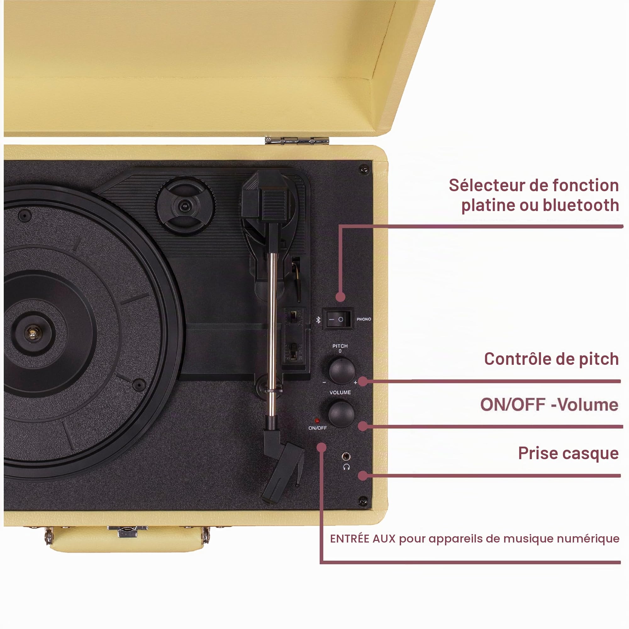 Crosley Cruiser Deluxe Platine Vinyle Bluetooth - Tourne Disque Vintage - Fawn