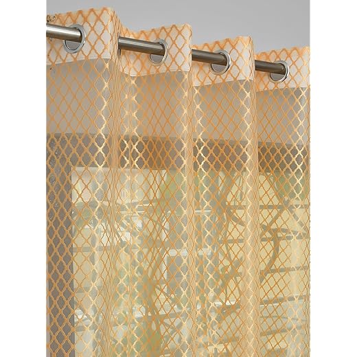 Yarnis Polyester Sheer Curtain 7 Feet Golden
