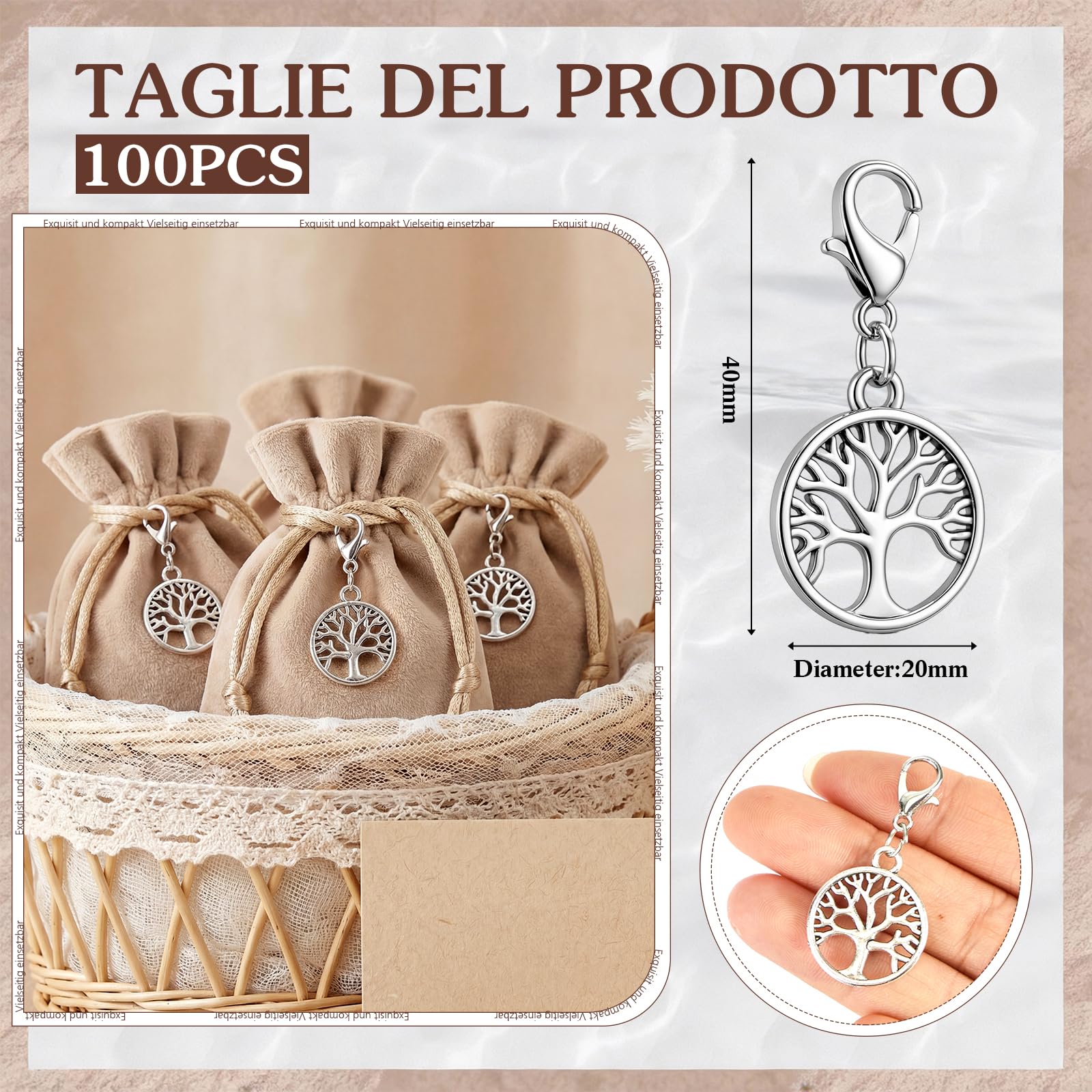 Portachiavi Albero della Vita, Ciondoli Portafortuna Smaltati con Moschettone, per Natalizie Matrimonio Battesimo Comunione Bomboniere, Regalo Ricordo per Laurea e Compleanno