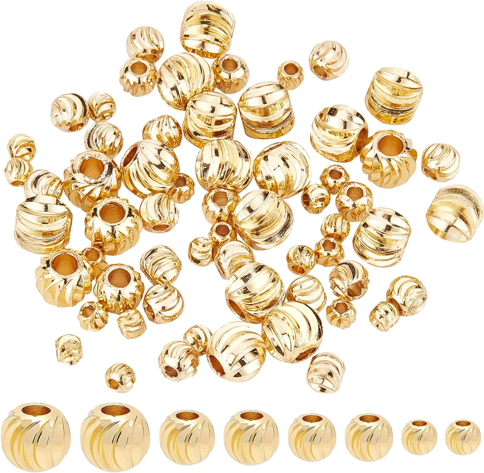 BENECREAT Real 18K Gold Plated Spacer Bead Charms, Vintage Metal Pendant Beads for DIY Necklace Bracelet Jewelry Making Accessories