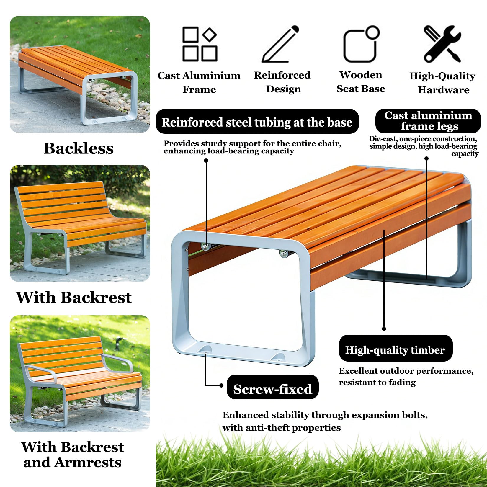 Panchina da esterno resistente alle intemperie 2 3 posti 120 cm sedile da giardino facile da montare patio pelliccia blu Loveseat per terrazza e Ln perfetta per rilassarsi all'aperto