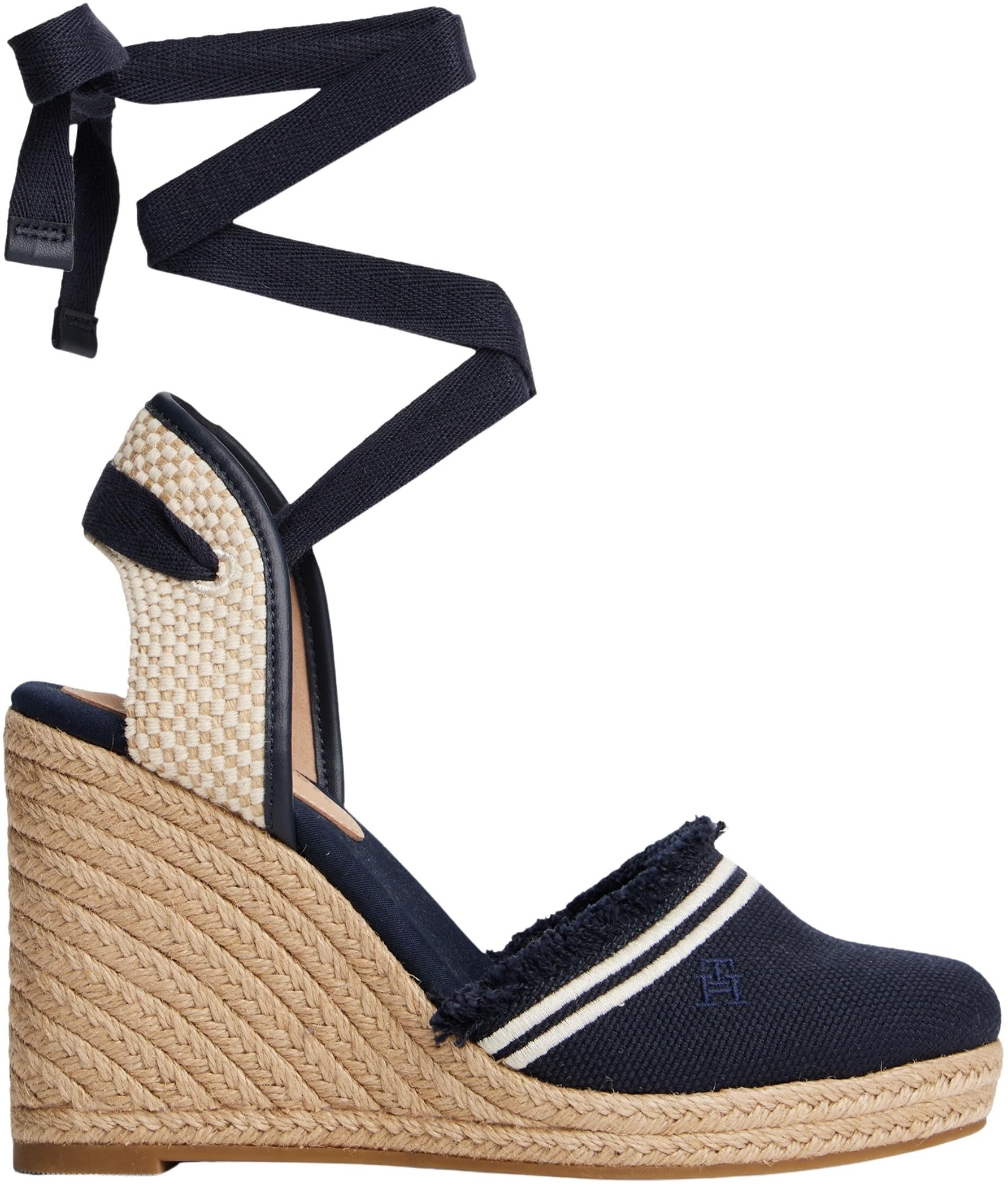Tommy Hilfiger Espadrilles Compensées Femme Fringe Canvas à Talon Compensé