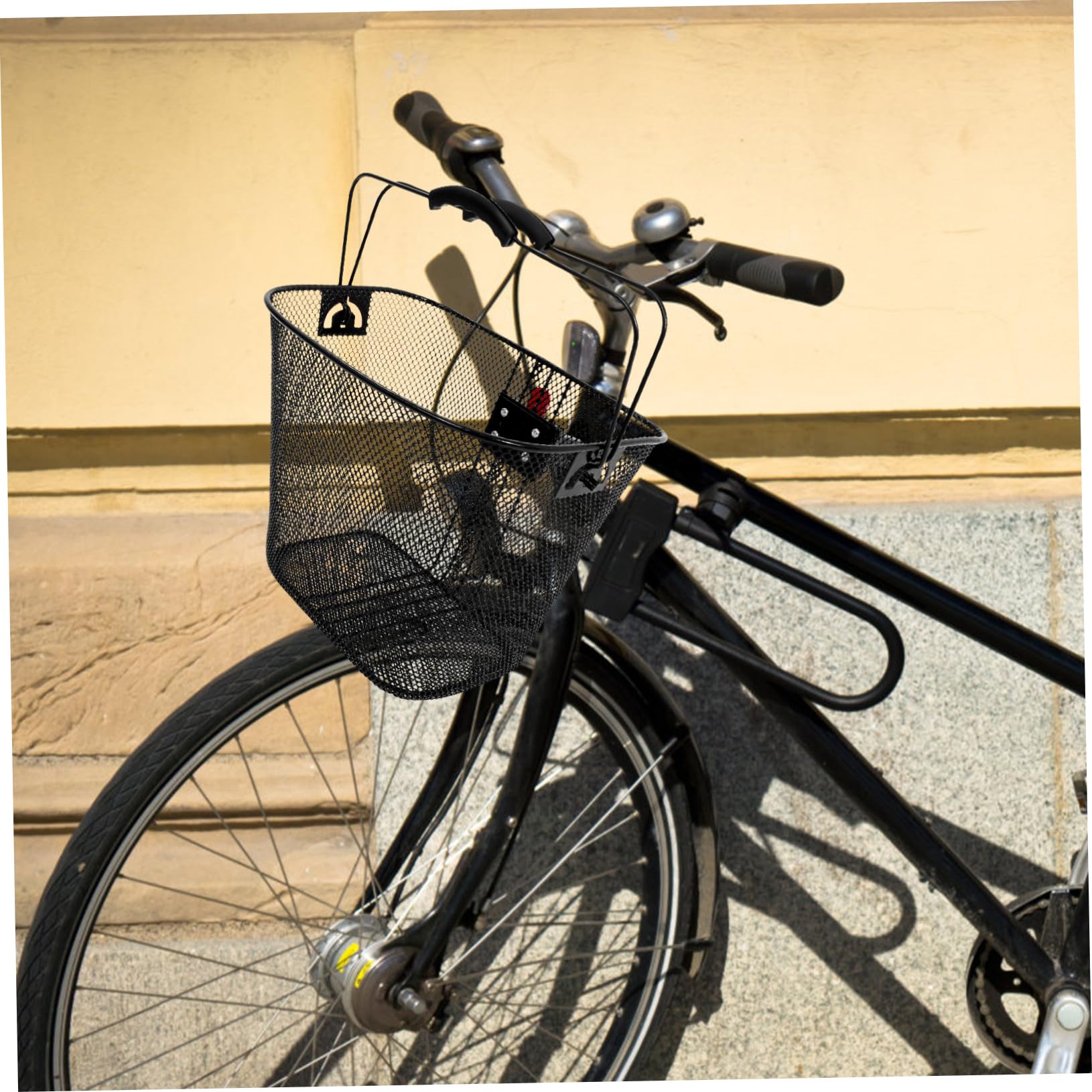 UPKOCH Cesta de Bicicleta Desmontable de Hierro y Plástico Negro | Uso Exterior, Estable y Resistente, Diseño Portátil, Compatible Manillar Delantero