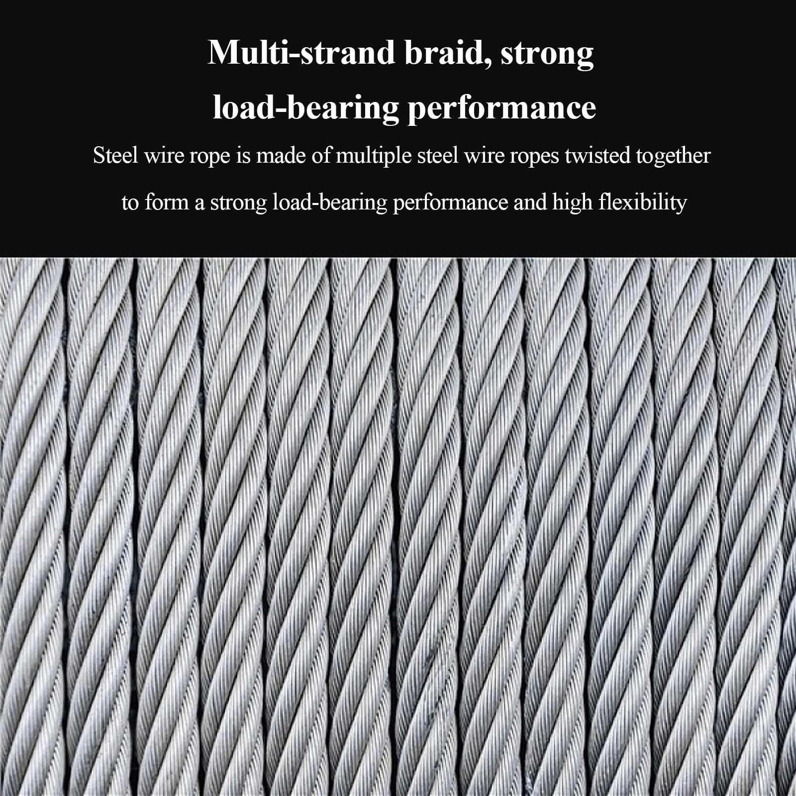 100 M de Cable de Acero Inoxidable de 1,8 a 2,5 Mm de Diámetro, Cable de Acero Resistente de 7 X 7 Hebras con Abrazaderas de Engarce, Manguito de Bucle/Diameter 2.5Mm