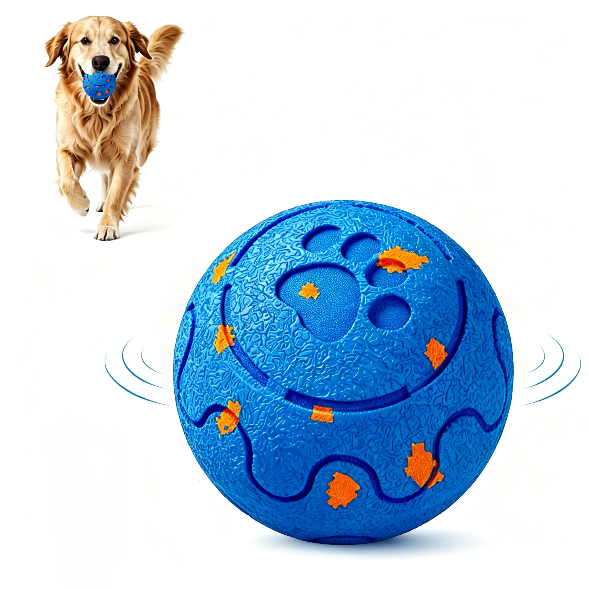 Juguetes interactivos para perros grandes, movimiento inteligente automático, acción de rebote y rodamiento, duradero E-TPU resistente a las mordidas, recargable e impermeable para perros