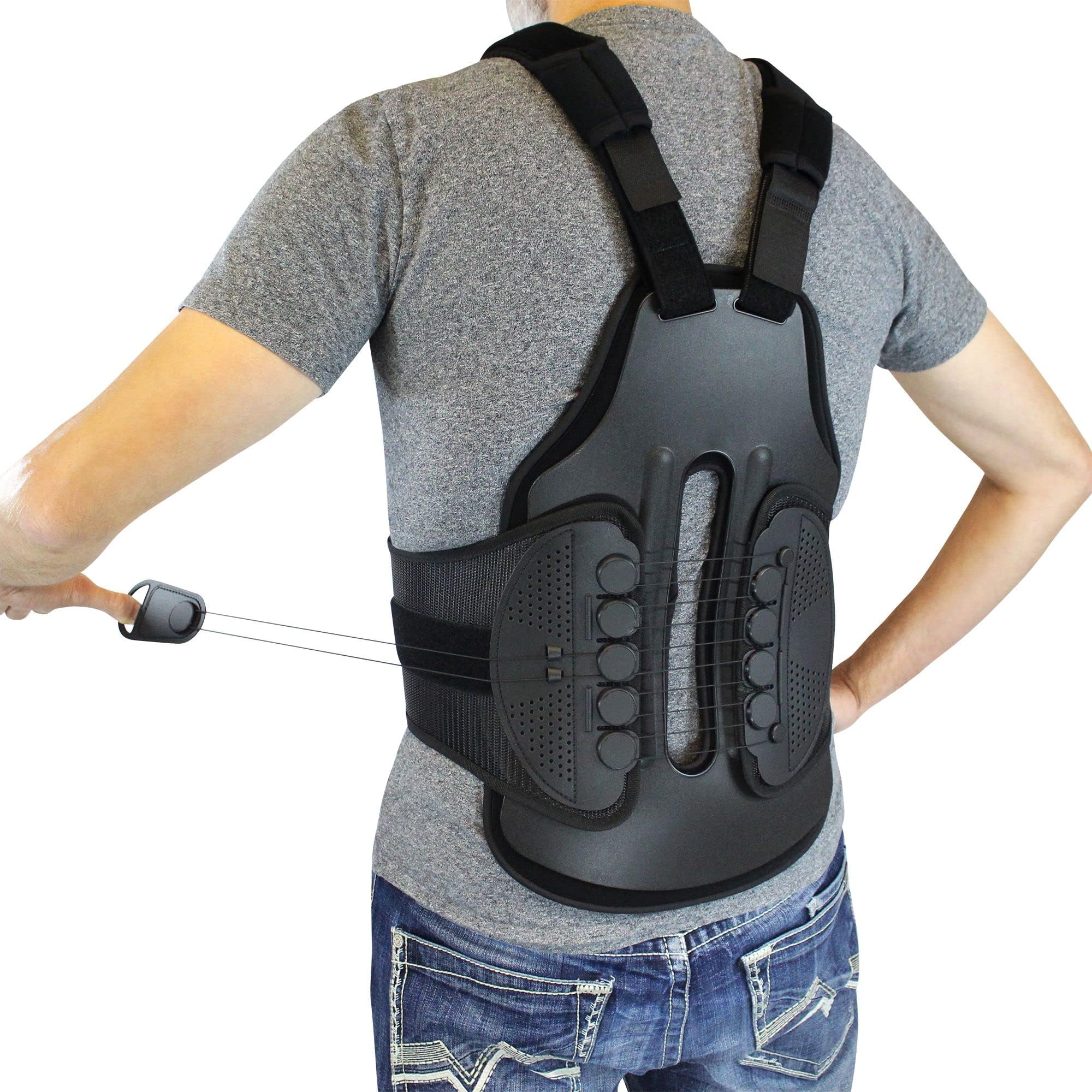 TLSO Thoracic Full Back Brace - Treat Kyphosis, Osteoporosis, Compression Fractures, Upper Spine Injuries, and Pre or Post Surgery with This Hard Lumbar Support for Men and Women (Medium)