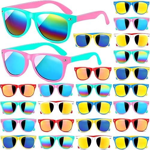 GINMIC Gafas de sol para niños a granel gafas de sol para niños regalo de fiesta paquete de 24 gafas de sol neón con protección UV a granel para
