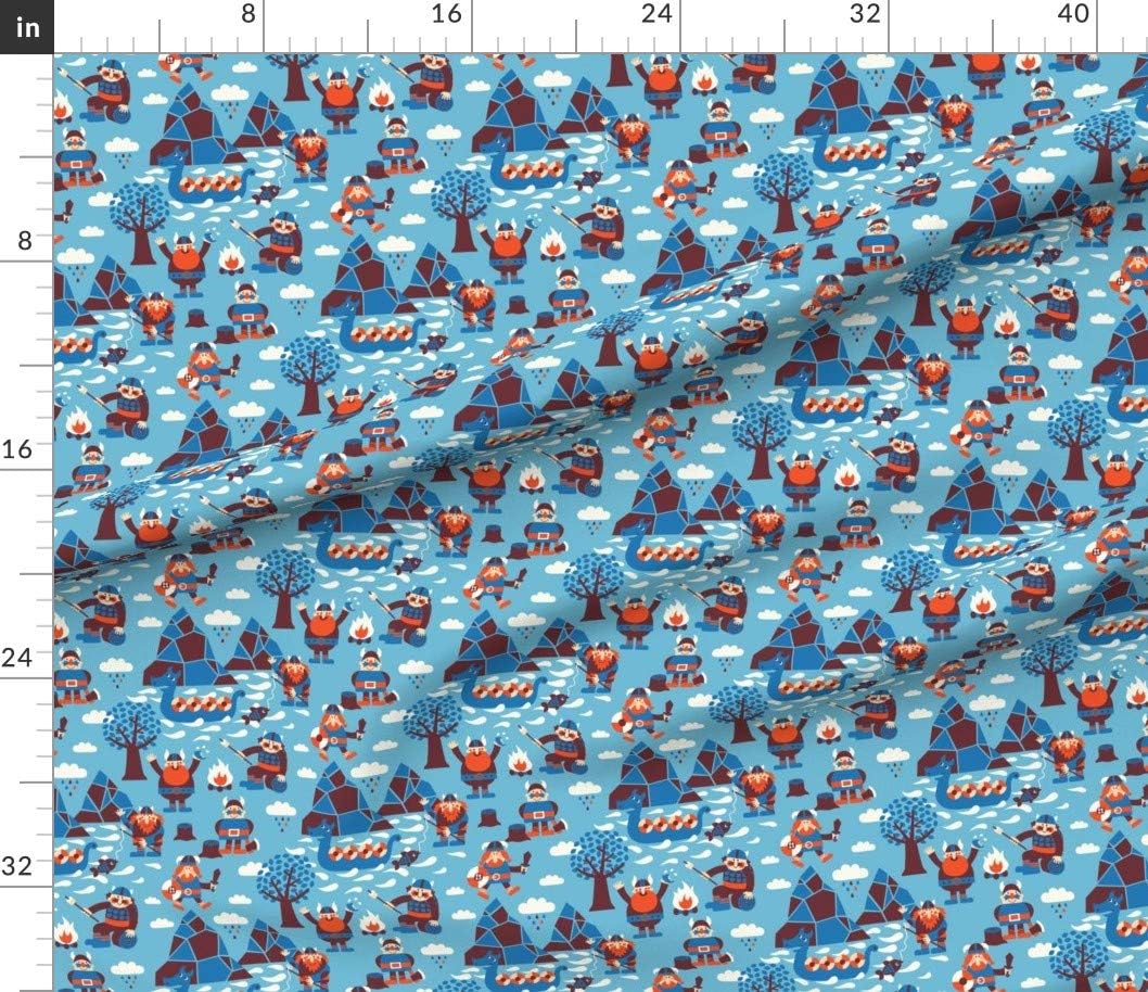 Spoonflower Fabric - Viking Rain Men Fishing Printed on Petal Signature Cotton Fabric by The Yard - Sewing Quilting Apparel Crafts Decor