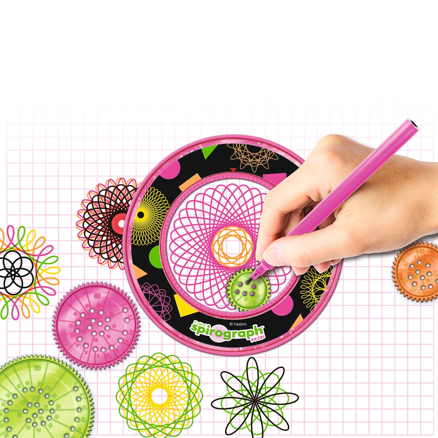 A set of spirographs in neon style – Royalty-Free Vector