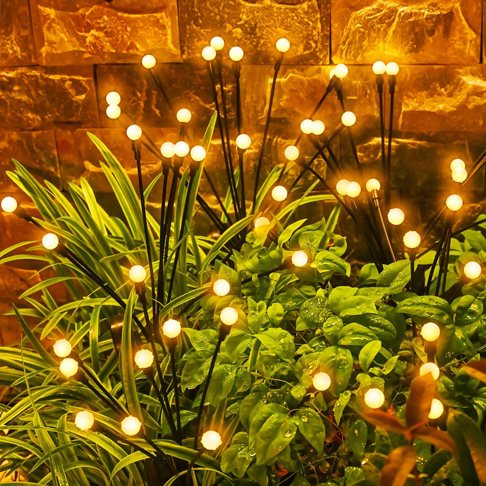 Solar Swaying Lights Waterproof 4 Pack, Outdoor Garden Decoration for Yard Patio Pathway, Sway by Wind, Warm White