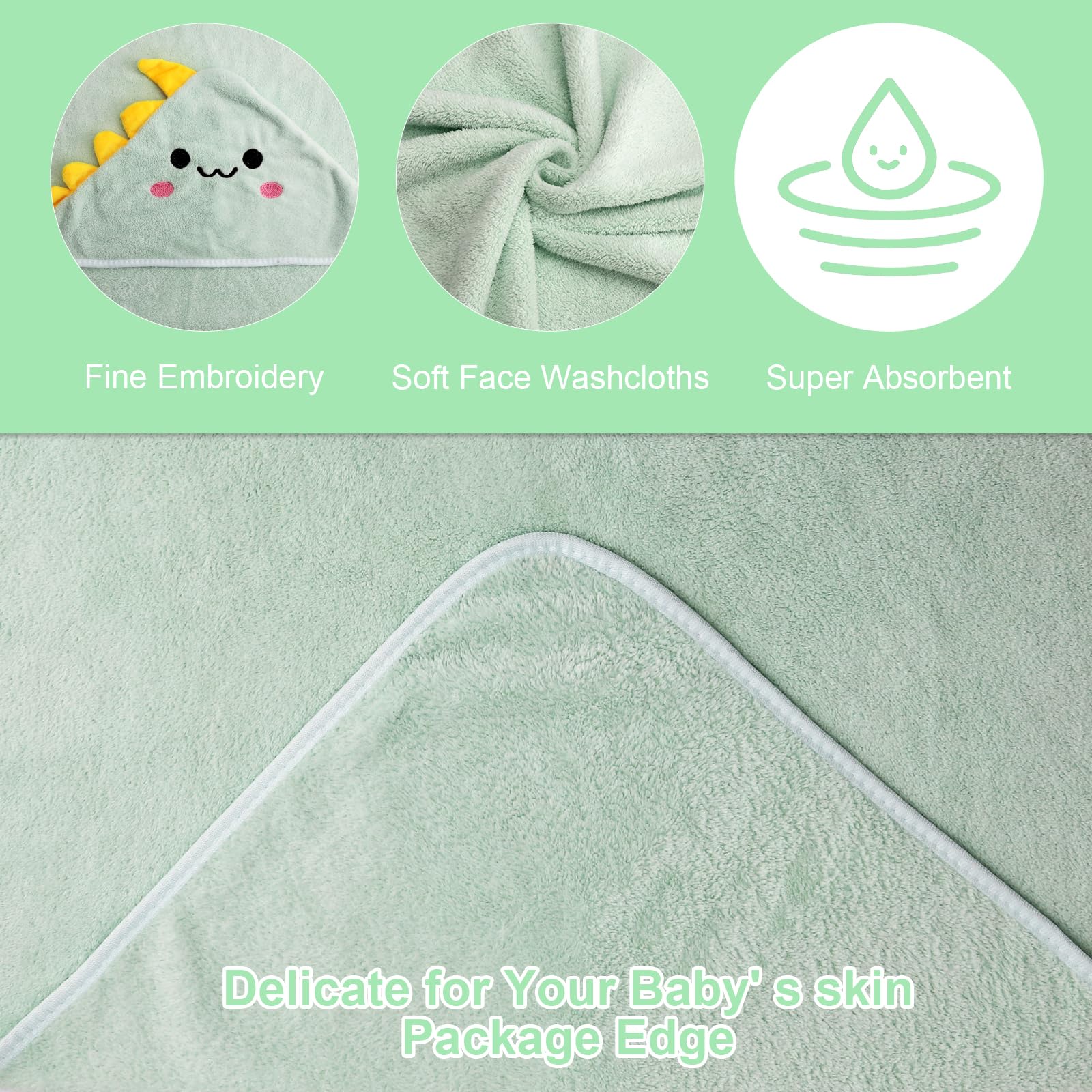 Cape de Bain Bébé à Capuche Sortie de Bain Bébé Super Absorbante 80 x 80cm Peluche De Corail De Haute Qualité Serviettes de Bain pour bébé 0-3 Ans