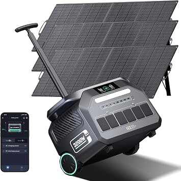 IEE 3200W 2048Wh Portable Power Station Solar Generator with 3x200W Panel