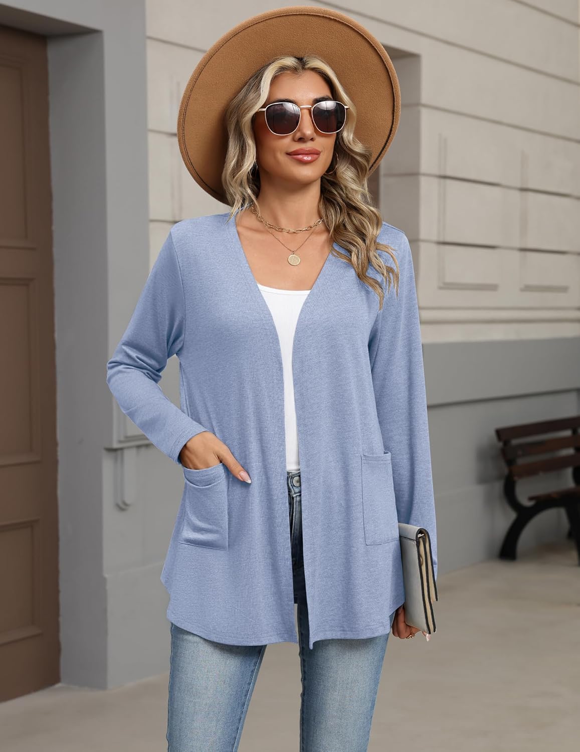 Zeagoo Lightweight Cardigan for Women 2026 Long Sleeve Open Front Casual Cardigans with Pockets - Image 3