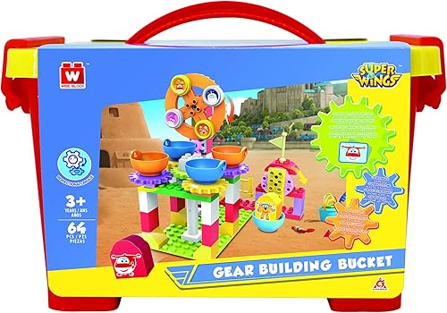 Super Wings - Juego de bloques medianos - Cubo de construcción de engranajes - Bloques de construcción para niños y niñas de 3, 4, 5 años - Regalo