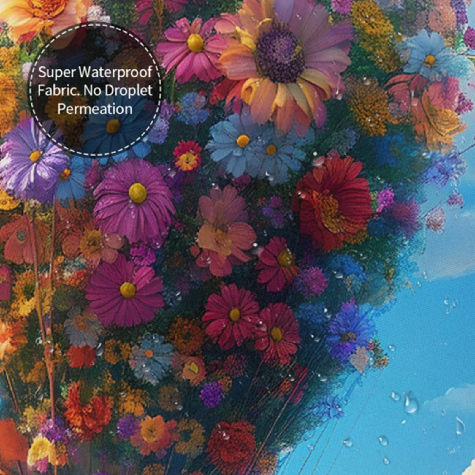 Duschvorhang 180x240 cm Blume Shower Curtains Heißluftballon mit Gewicht und 12 Haken, Anti Schimmel Wasserdicht, Waschbar Schnelltrocknender Polyester Stoff, Dekorative Vorhang für Badewanne 6H-263