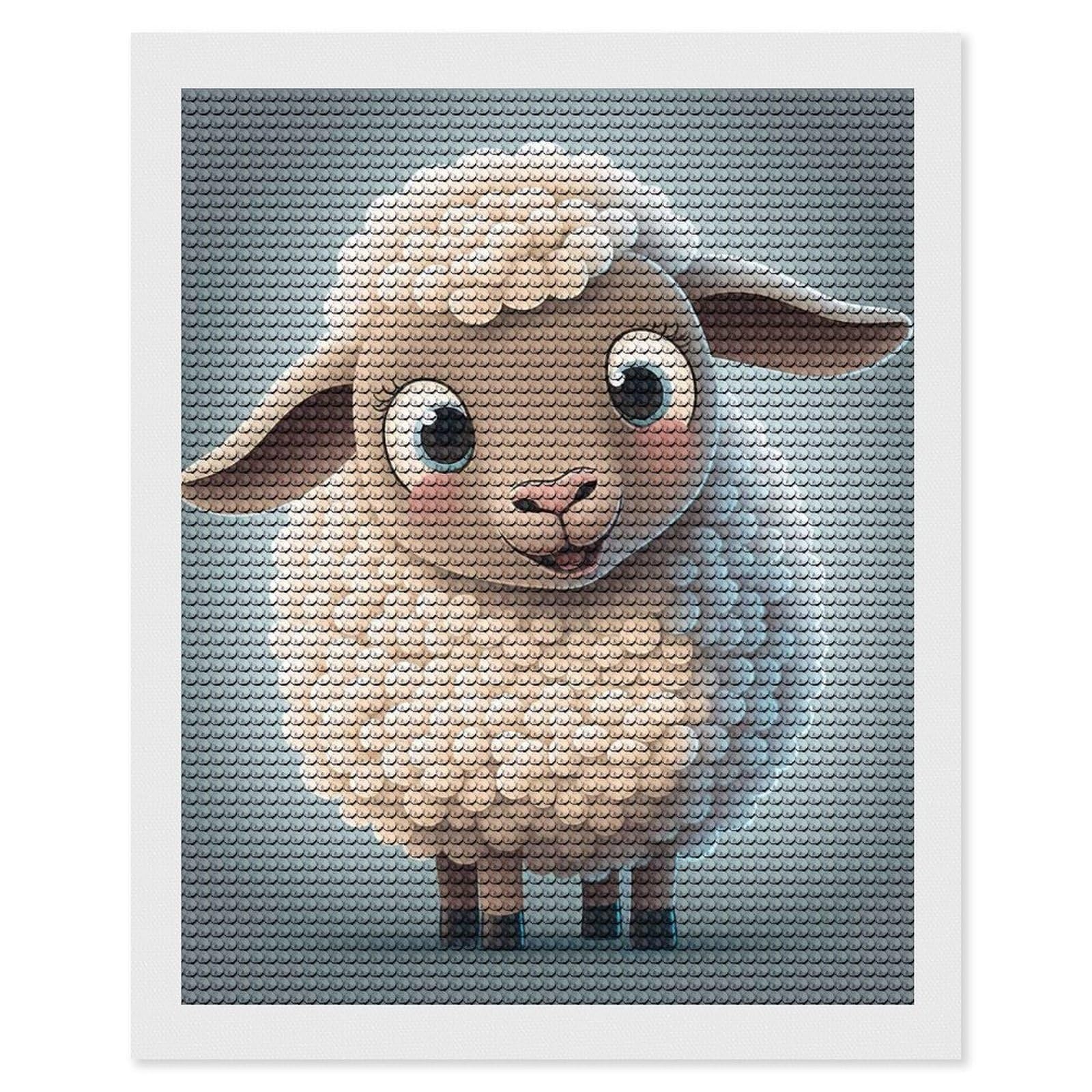 Junmoney Cute Lamb Diamond Painting Canvas Set 16"x20", Mindful Craft Activity, Nice Detail and Sparkle, Farmhouse Decor, Birthday Gift