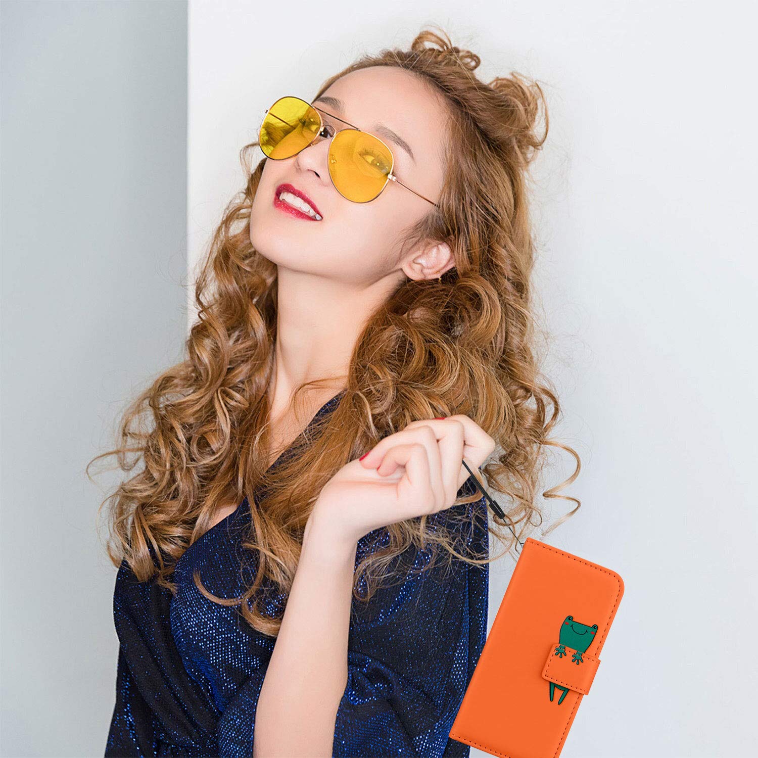 Cover Portafoglio Con Rana E Arance Per Samsung Galaxy A41 – PU E TPU, Funzione Supporto, Chiusura Magnetica
