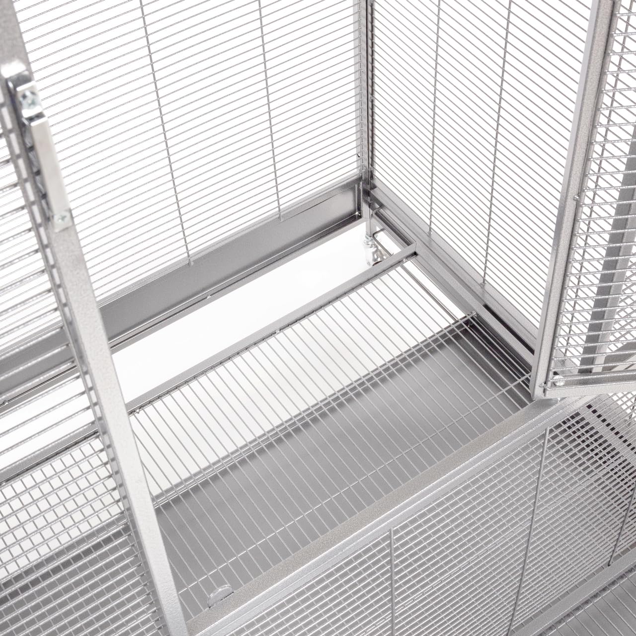 Montana Cages | Premium Voliere New Sydney I Vogelkäfig für Sittiche und kleine Papageien, inkl. 2 Näpfe, 4 Lenkrollen, AVILON Pulverbeschichtung, Platinum Edition, ca. 90 x 70 x 180cm