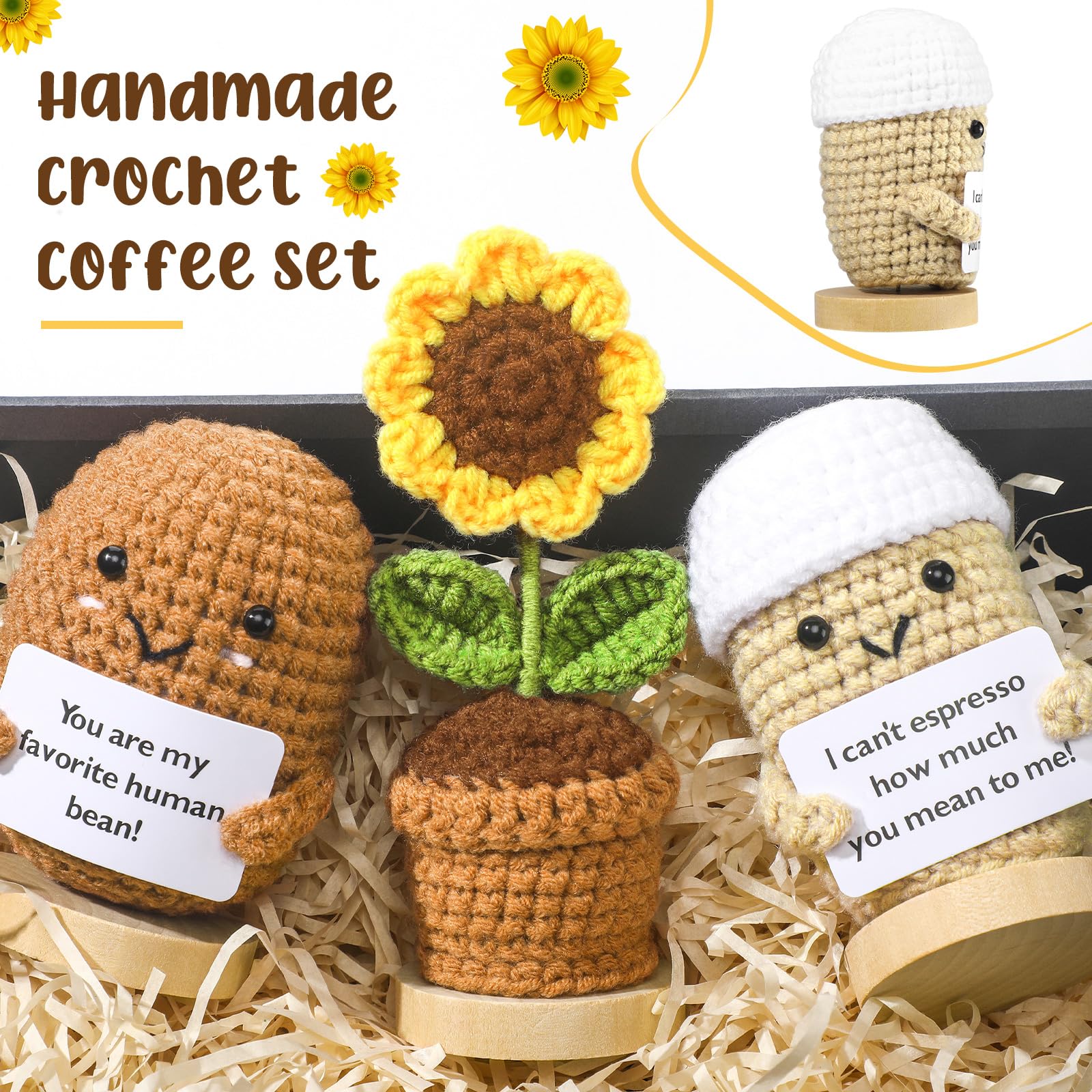Amazon.com: Thiccywoov 3 Pcs Handmade Crochet Coffee Gift Set