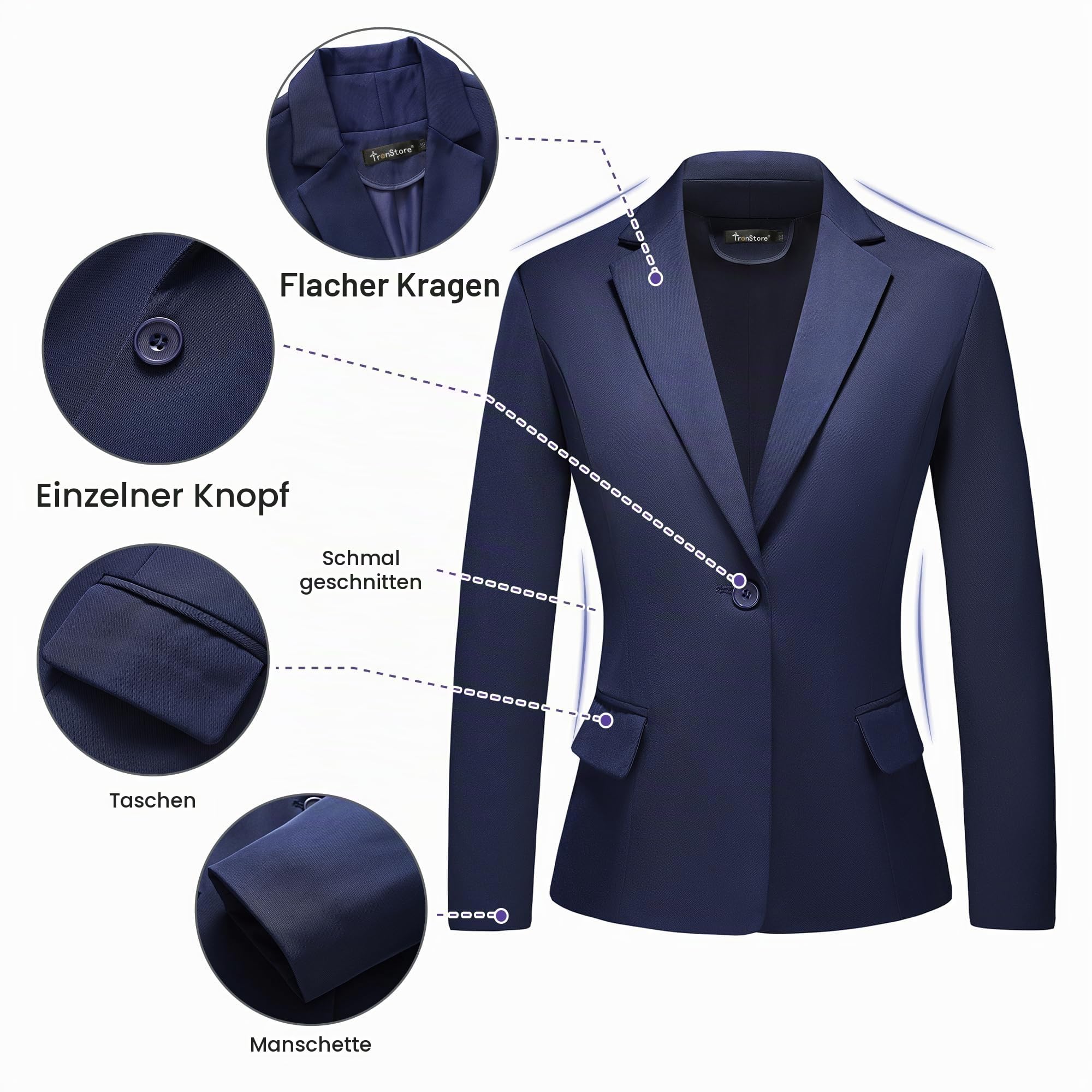 Damen-Business-Anzug, 2-teilig, schmale Passform, klassisches Blazer-Hosen-Set für Damen, formelles Büro