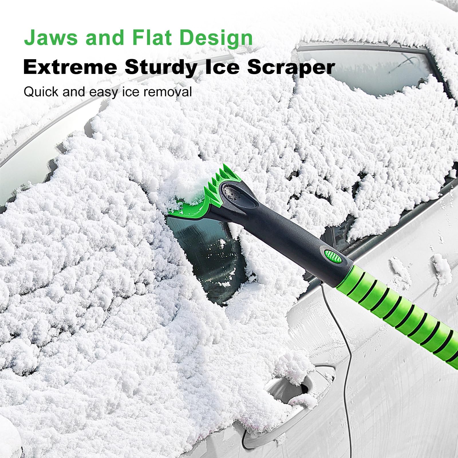 SEAAES Raschietto da Neve per Camion, Manico Lungo, 130 cm, Scopa da Neve Estensibile Resistente per SUV, Raschietto per Ghiaccio con Impugnatura in Schiuma, per Auto, Auto, finestrini di Veicoli