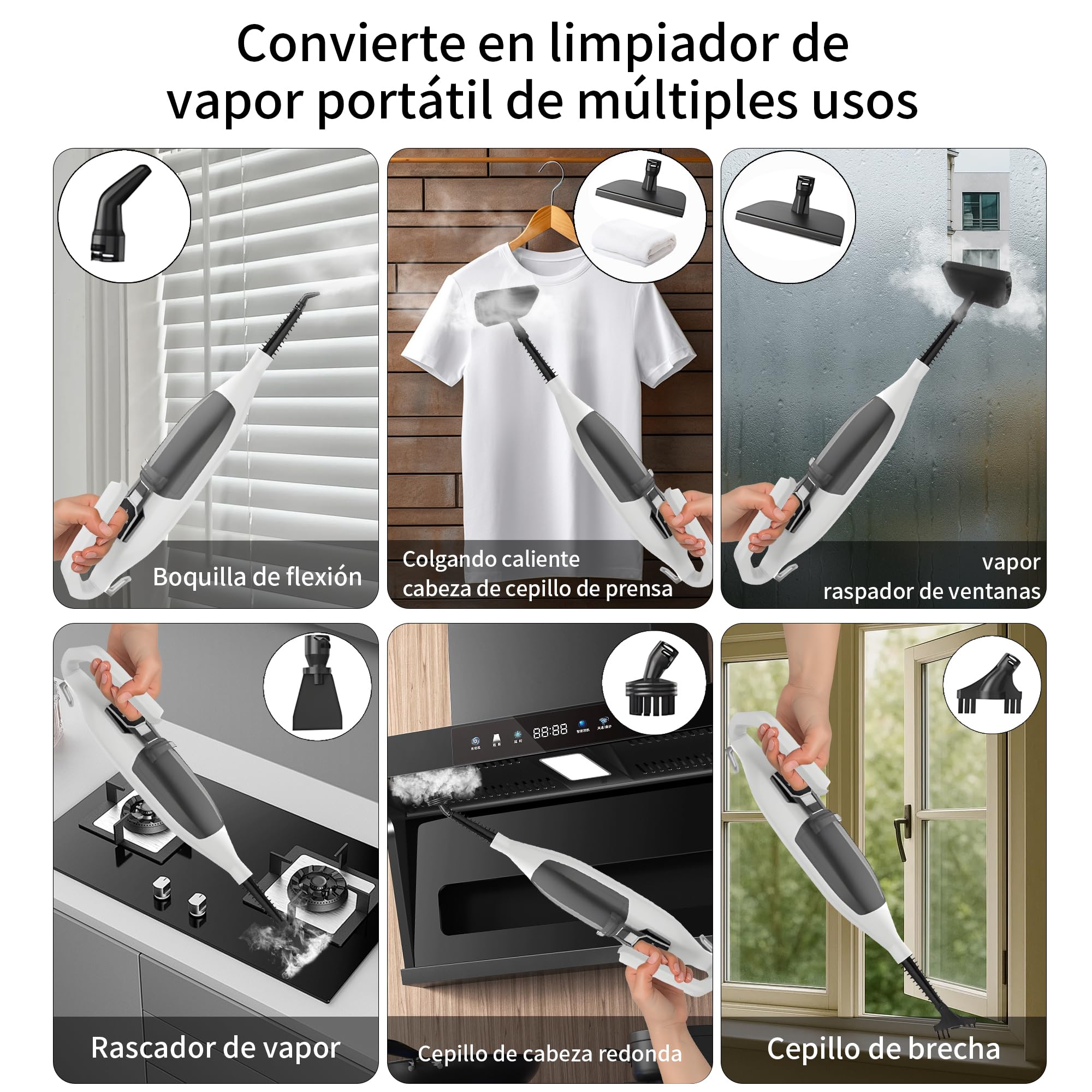 Escoba de Vapor,Escoba de Vapor para Suelos Duros, Limpieza Profunda, Limpiador de Vapor portátil multifunción, 13 Accesorios para Suelos de Madera, Laminado, Vinilo, baldosas