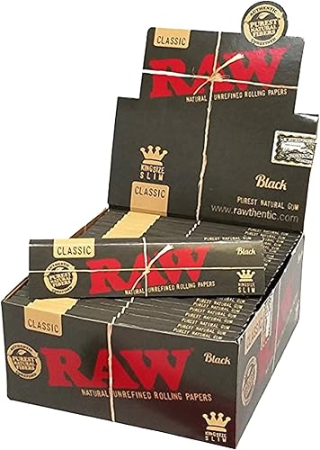 RAW Classic Black King Size Slim Natural - Papel de liar ultrafino de 4.331 in (4.331 in) (50 unidades)
