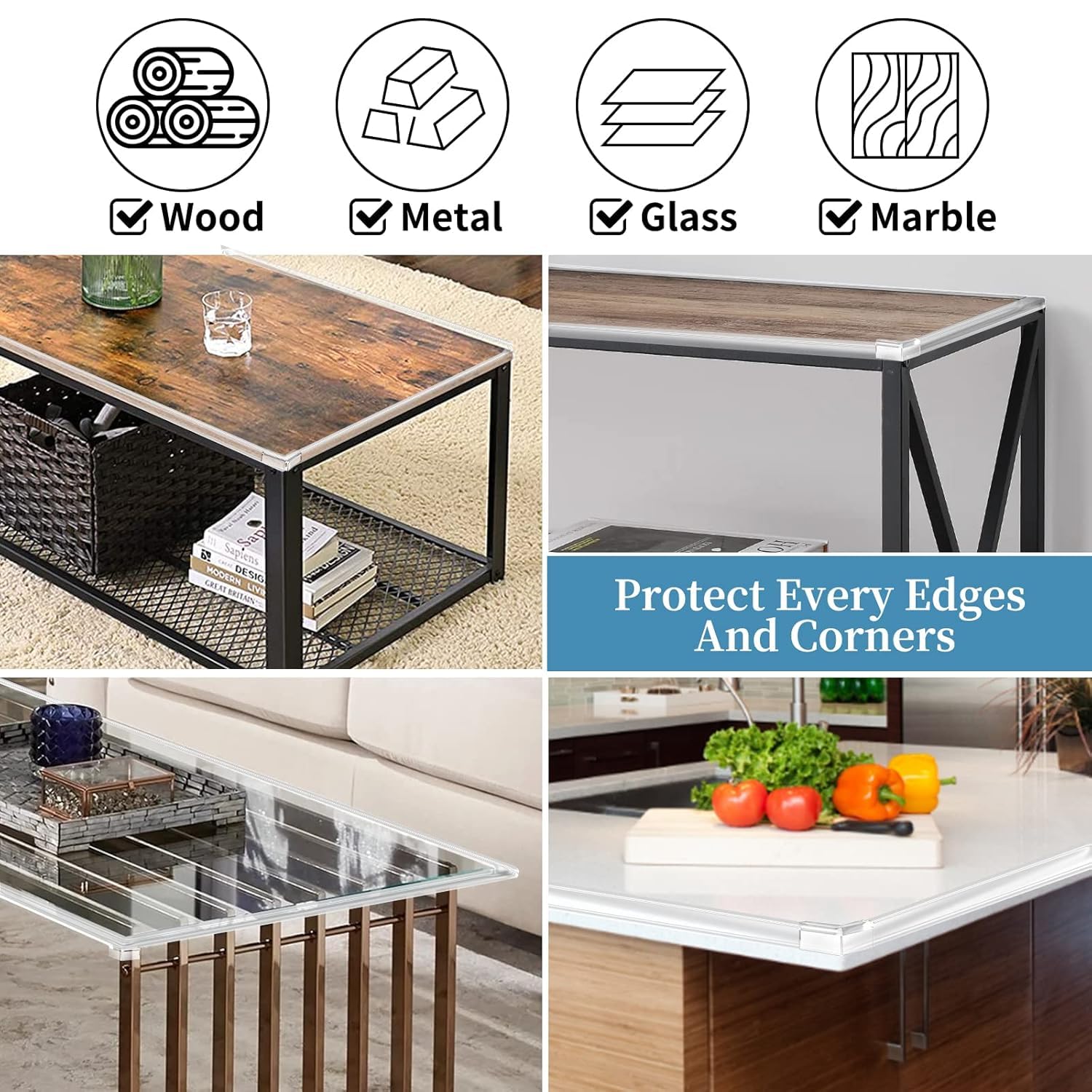 Edge Corner Protector Baby Proofing 3.3 ft with 4 Corners Protector, Self-Adhesive Furniture Corner Guard & Safety Bumpers, Table Edge Corner Covers(Comb 1) - Image 9 thumbnail