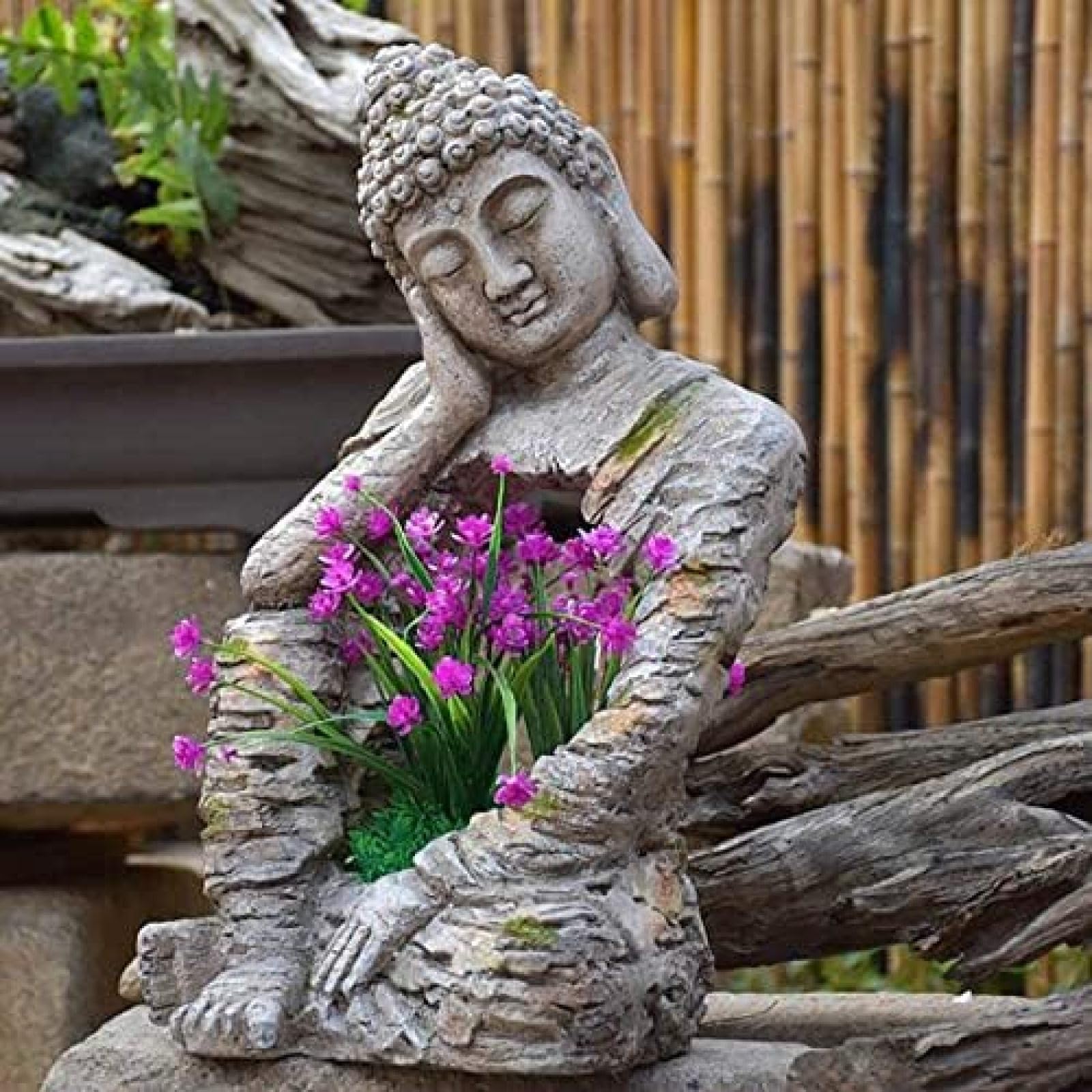 Amazon.co.jp: 仏像、大仏禅ポット樹脂植木鉢プランター石効果多肉植物