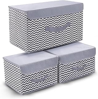 Foldable Storage Box Organizer with Lid for Closet and Wardrobe - Multipurpose Fabric Storage Bin for Clothes, Toys, Books and Household Essentials - Space Saving Collapsible Organizer Basket