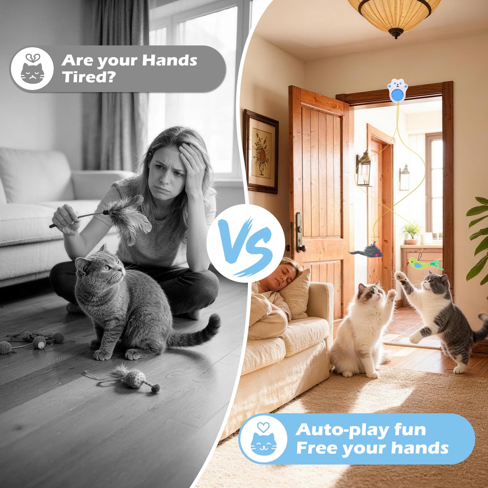 Juguete interactivo para gatos de interior con control remoto, 4 velocidades de salto ajustables, juguetes automáticos recargables para gatos adultos aburridos de interior, juguete de pájaro