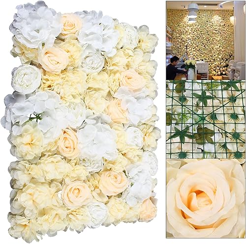 Miniatura 5 de 12 paneles de flores artificiales de 23.62 x 15.75 x 0.78 pulgadas, plantas de seto topiario, pantalla de privacidad adecuada para jardín al aire