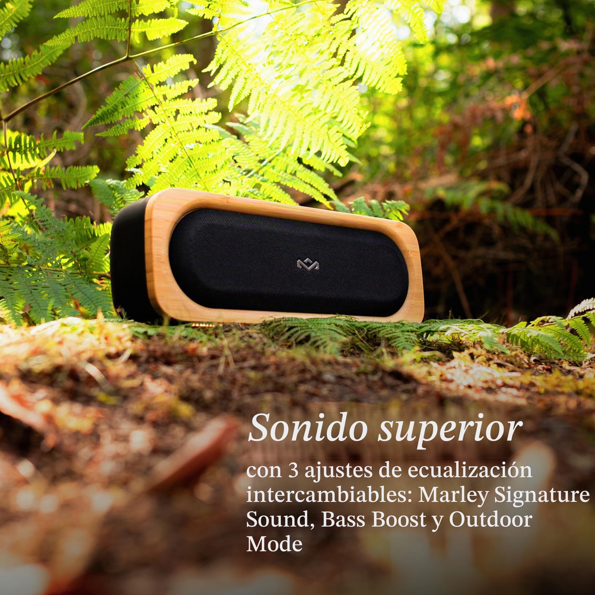 Marley House of Get Together Go Altavoz Bluetooth Portátil 30W - Negro | Sostenible, Inalámbrico con Batería 20H, IP67 Impermeable, 3 Modos EQ, Entrada AUX y Abrebotellas