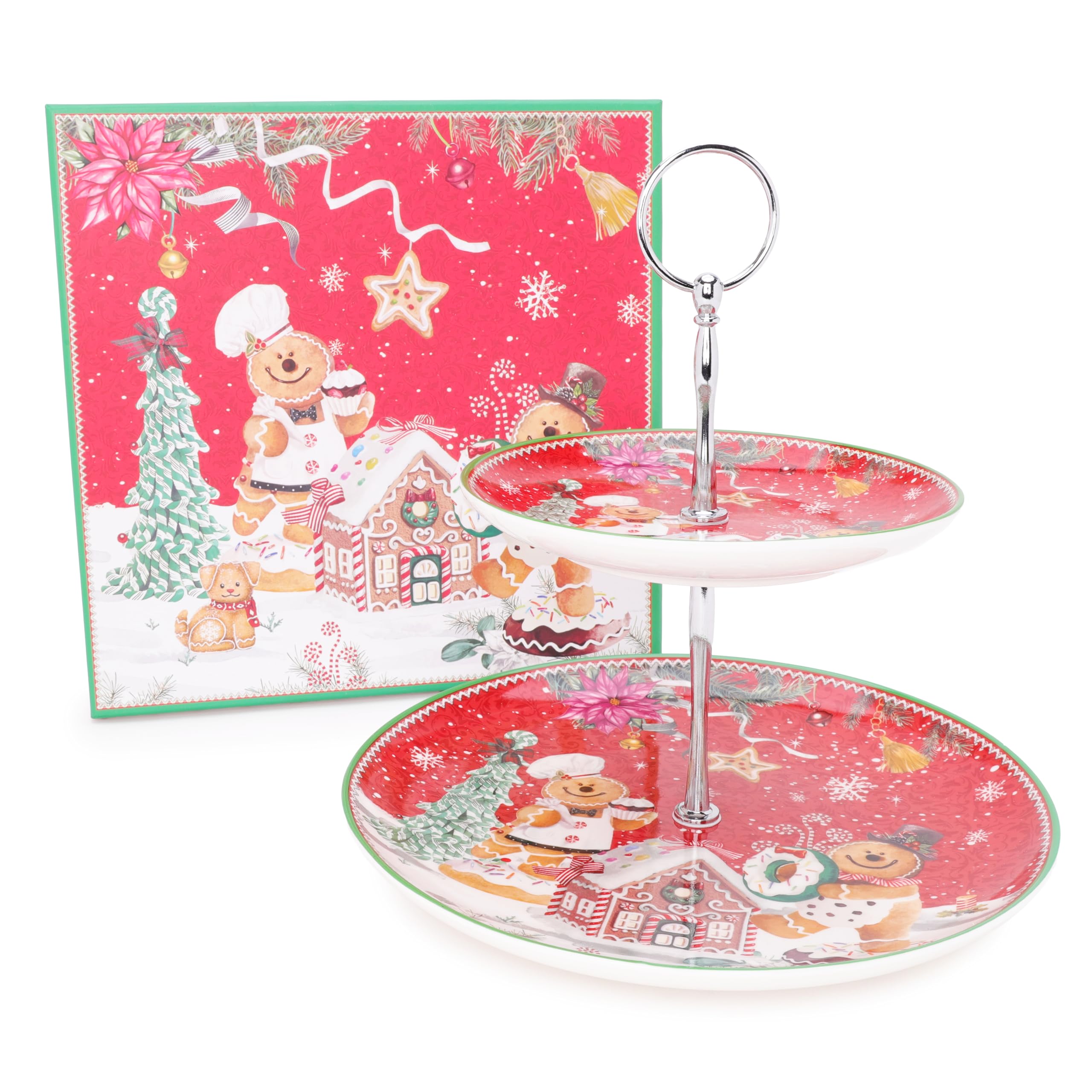 Christmas Concepts® 230mm (9.2") Gingerbread Deluxe Ceramic Tableware Range (Cake Stand)