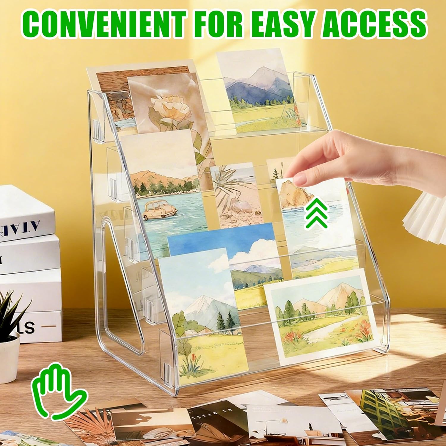 5 Tiers Acrylic Bookmark Display Stand Clear Portable Sticker Holder Display Rack for Vendors Book Mark Holder Retail Shop Organizer for Brochures Greeting Cards Postcards (1 PCS)