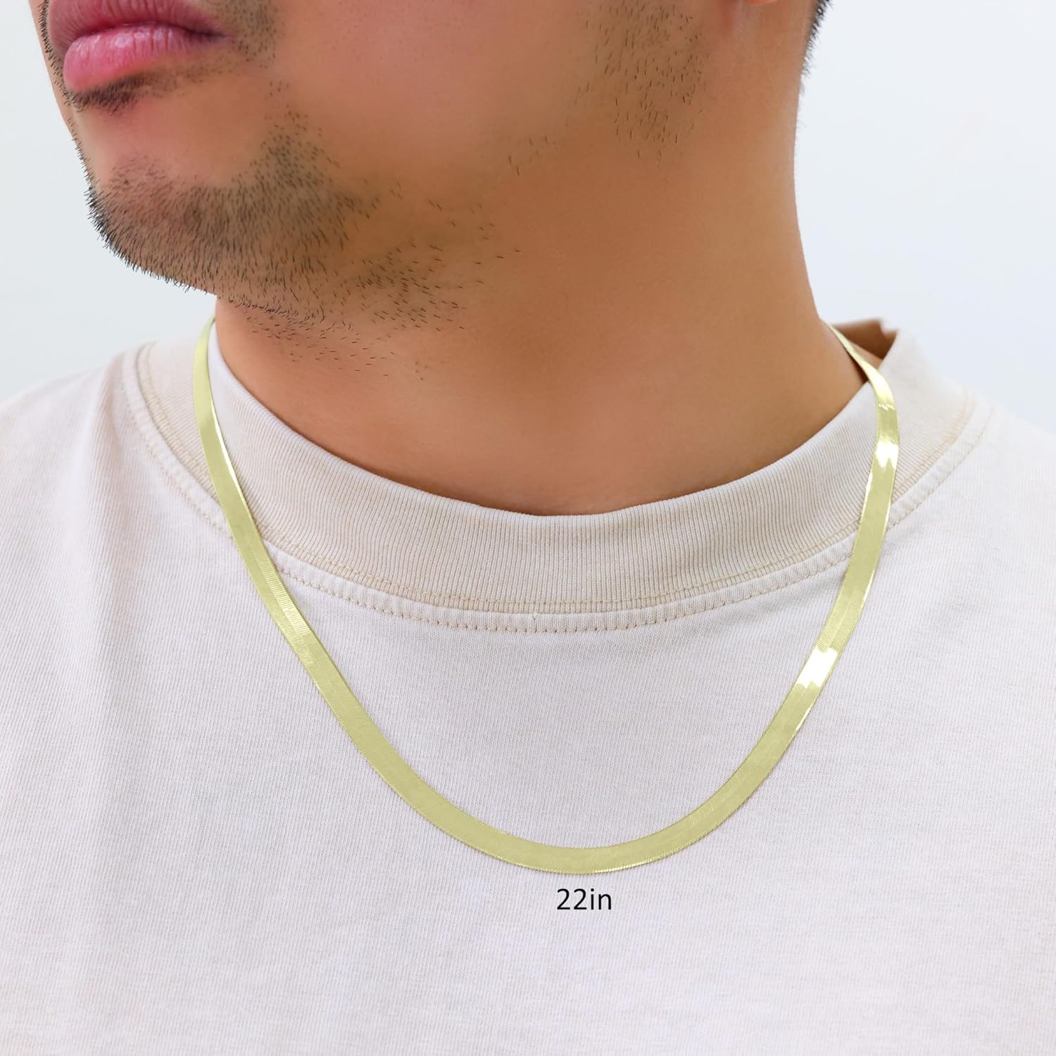 Nuragold 10K Real Yellow Gold Solid Herringbone Flexible Chain Necklace 16"-24" (3mm-9mm) Italian Jewelry for Men & Women