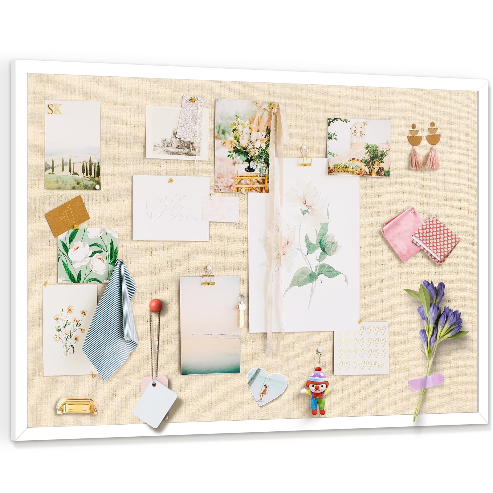 Miratino Large Bulletin Board, 36 /inchesx 24/inches White Cork Boards for Walls with Frame, Pin Display Board Vision Board for Home School Office