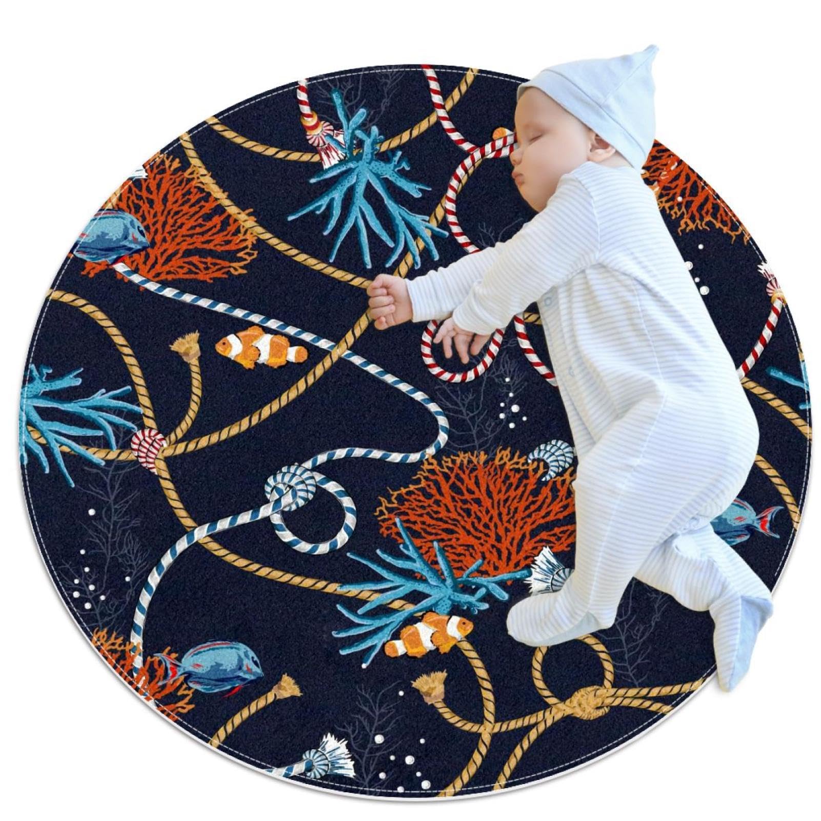 Tapis de salle de bain sous-marin rond pour sol froid et glissant de douche