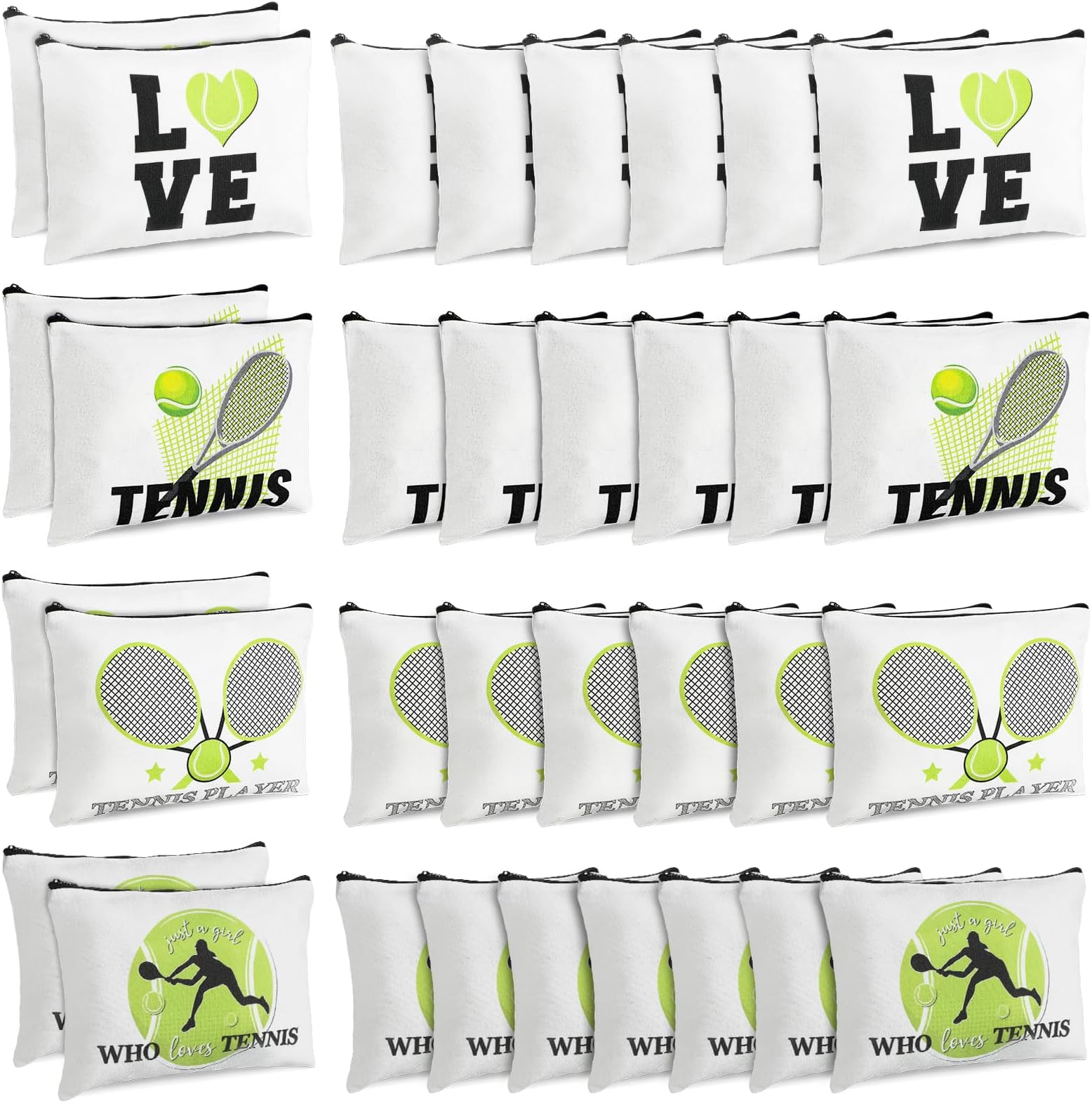 16 Pcs Tennis Gifts Makeup Bag Tennis Pouch Bag Inspirational Gifts for Women Tennis
