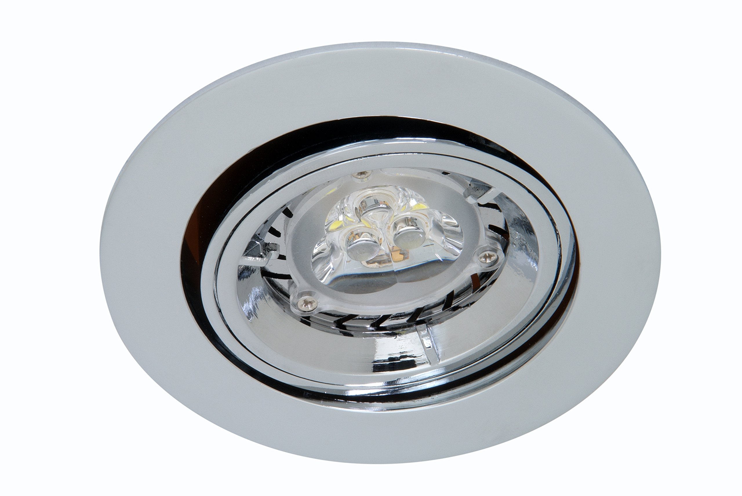 Lighting Locations GU10 Tiltable Downlight – Polished Chrome Twist-Lock Spotlight Fitting, Open Back Design for Standard Ceilings (Non-Fire Rated)