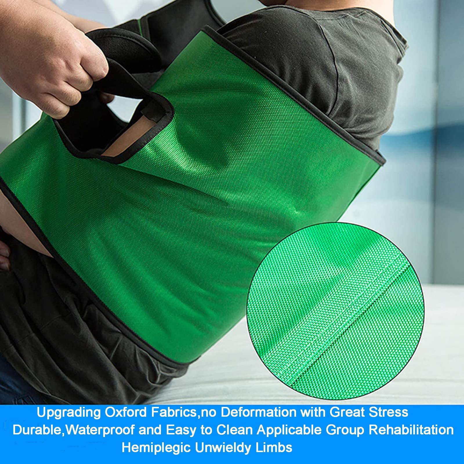 DINGFAN Transferencia de Toalla Deslizante con Asas para Pacientes con Cama y Adultos Mayores, Ayuda de rotación ergonómica para Personas Mayores, Cuidado en el hogar y el Hospital, a Prueba de Agua